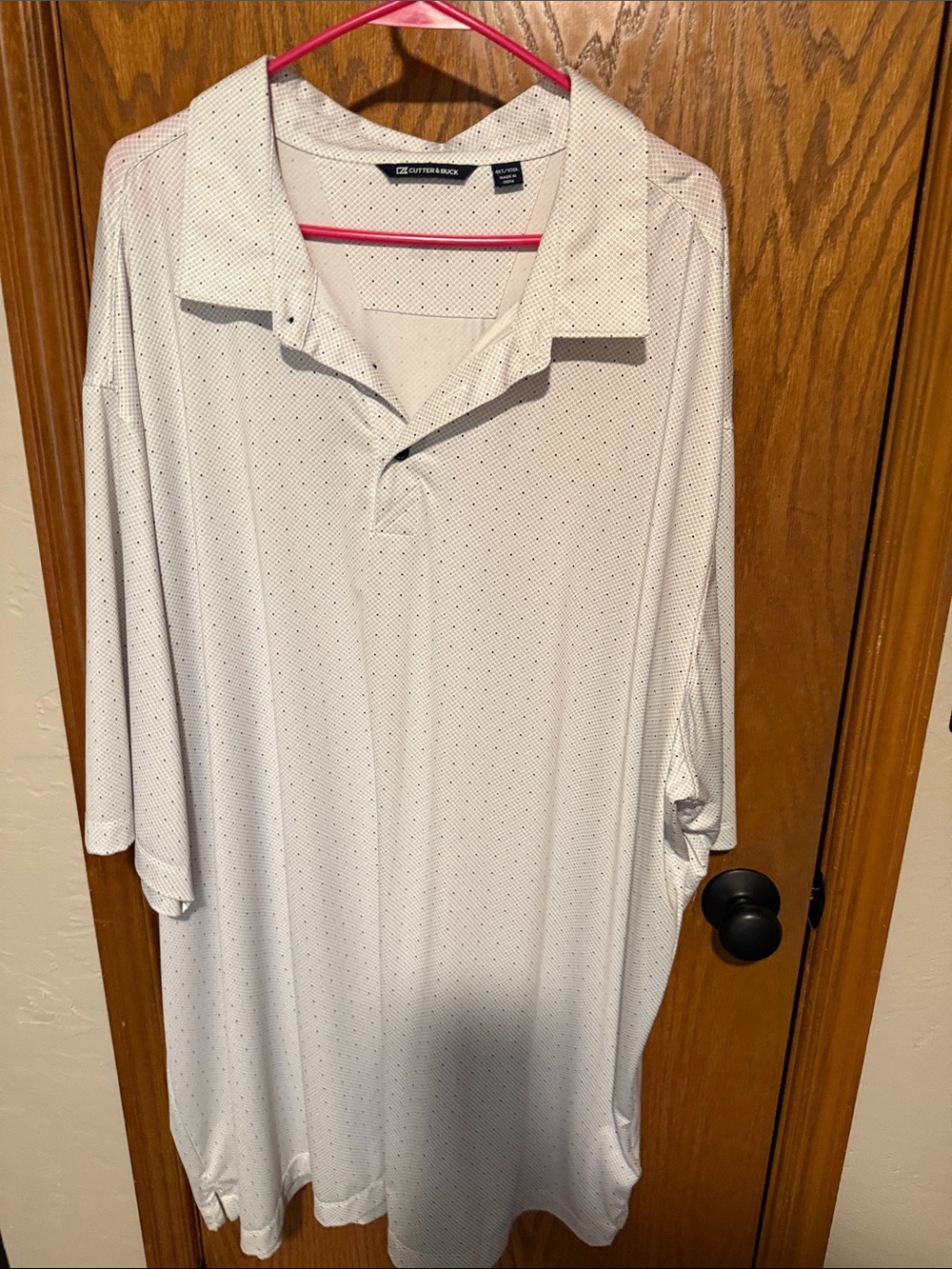 Cutter & Buck White Polo with Tiny Black Dots
